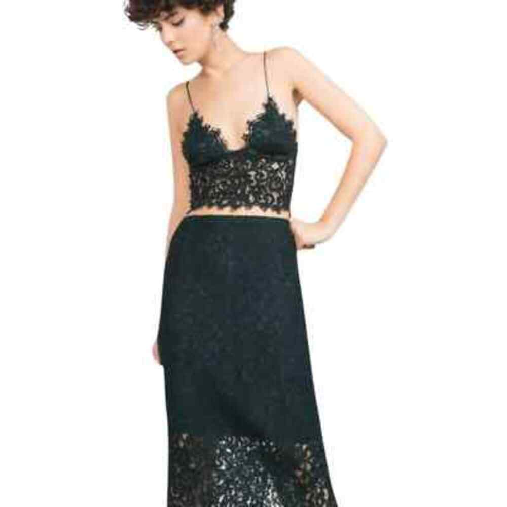 green lace zara midi skirt. size 12